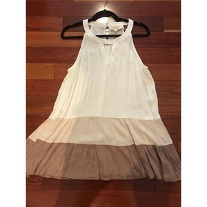 Flowy lightweight dress White/Tan/Brown M. NWT